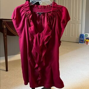 Express ruffle front pleated blouse red sz medium
